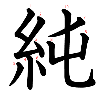 純の教科書体(筆順付き)