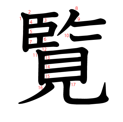 覧の教科書体(筆順付き)