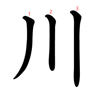 川の教科書体(筆順付き)