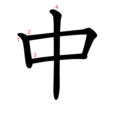 中の教科書体(筆順付き)