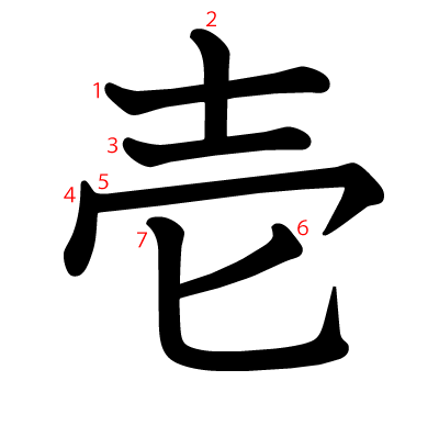 壱の教科書体(筆順付き)