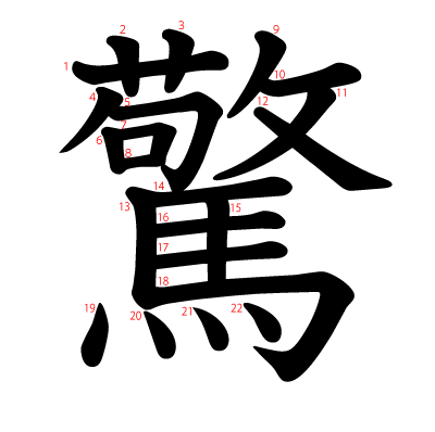 驚の教科書体(筆順付き)