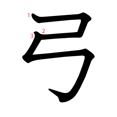 弓の教科書体(筆順付き)