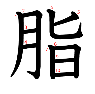 脂の教科書体(筆順付き)