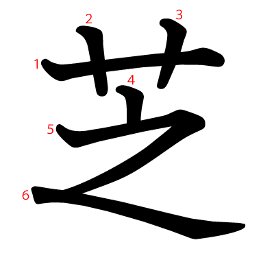 芝の教科書体(筆順付き)
