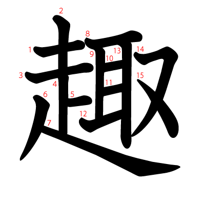 趣の教科書体(筆順付き)