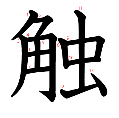 触の教科書体(筆順付き)