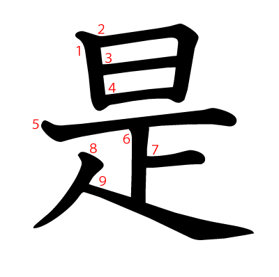 是の教科書体(筆順付き)