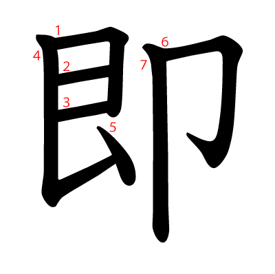 即の教科書体(筆順付き)