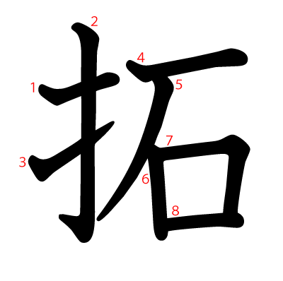 拓の教科書体(筆順付き)