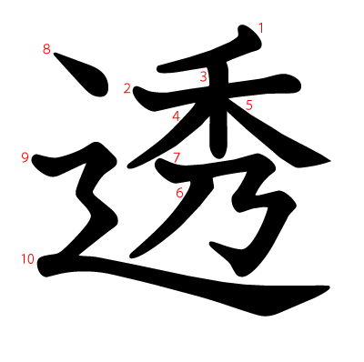 透の教科書体(筆順付き)