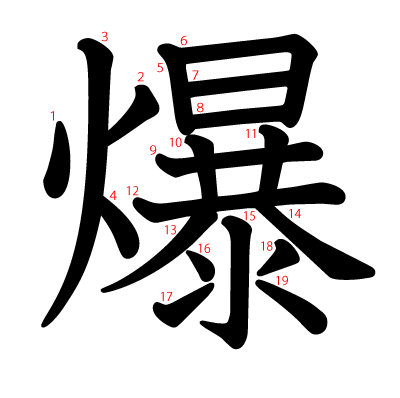 爆の教科書体(筆順付き)