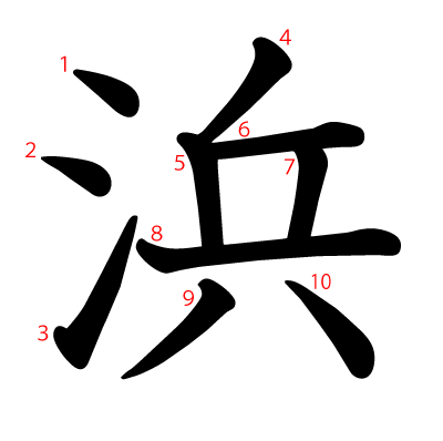 浜の教科書体(筆順付き)