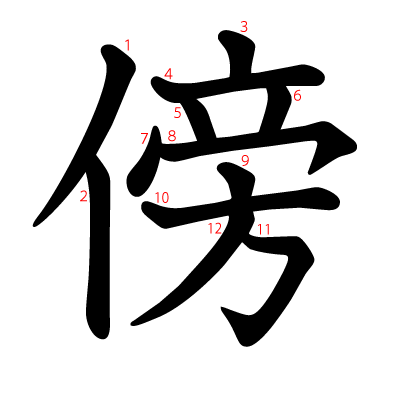 傍の教科書体(筆順付き)