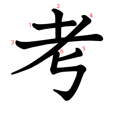 考の教科書体(筆順付き)