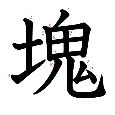 塊の教科書体(筆順付き)