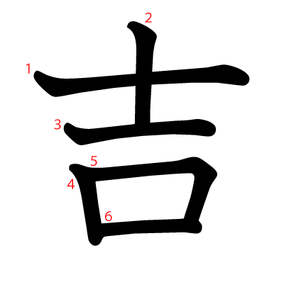吉の教科書体(筆順付き)