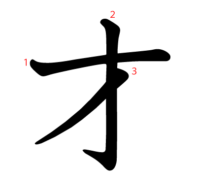 才の教科書体(筆順付き)