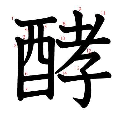 酵の教科書体(筆順付き)