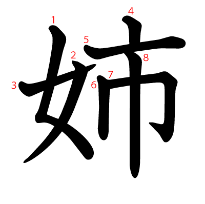 姉の教科書体(筆順付き)