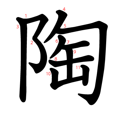 陶の教科書体(筆順付き)