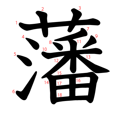 藩の教科書体(筆順付き)