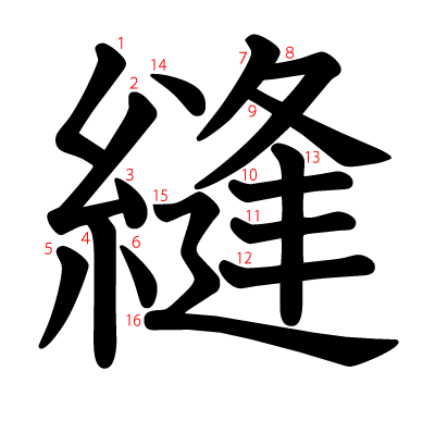 縫の教科書体(筆順付き)