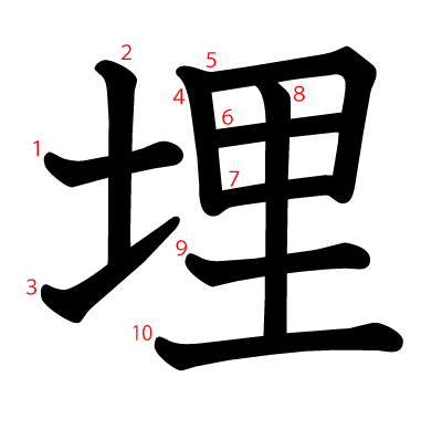 埋の教科書体(筆順付き)