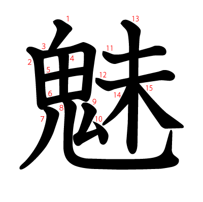 魅の教科書体(筆順付き)