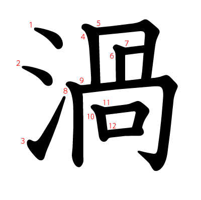 渦の教科書体(筆順付き)