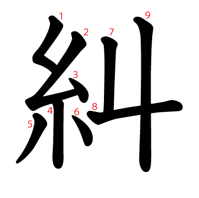糾の教科書体(筆順付き)