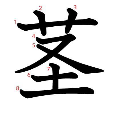 茎の教科書体(筆順付き)