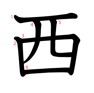 西の教科書体(筆順付き)