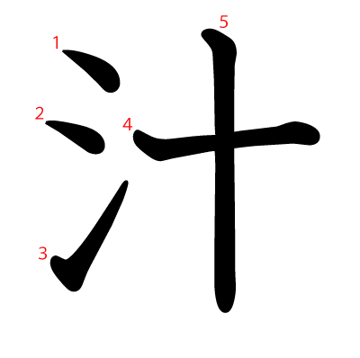 汁の教科書体(筆順付き)