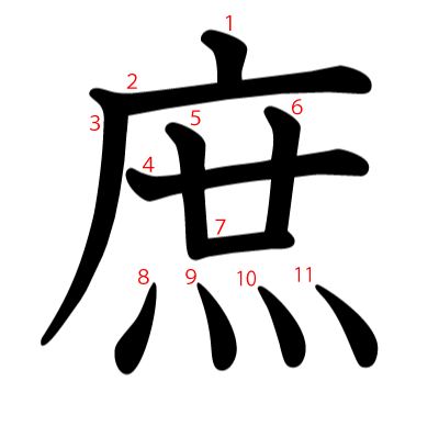庶の教科書体(筆順付き)