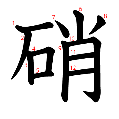 硝の教科書体(筆順付き)