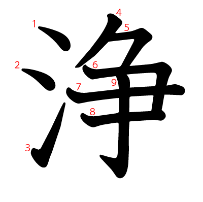 浄の教科書体(筆順付き)