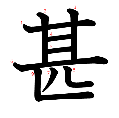 甚の教科書体(筆順付き)