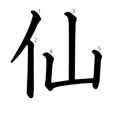 仙の教科書体(筆順付き)