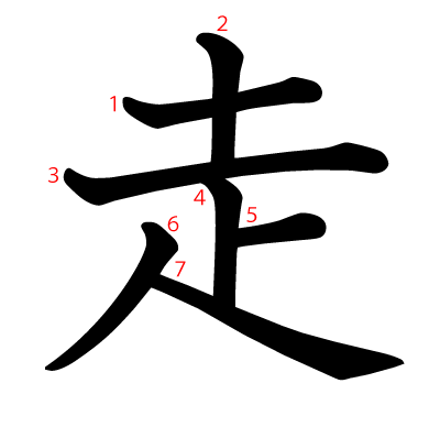 走の教科書体(筆順付き)