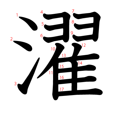 濯の教科書体(筆順付き)