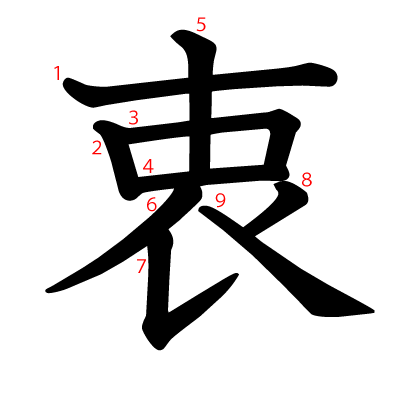 衷の教科書体(筆順付き)