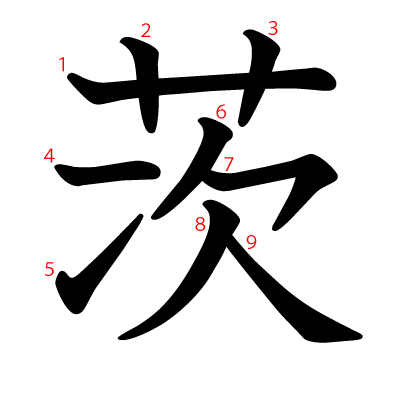 茨の教科書体(筆順付き)