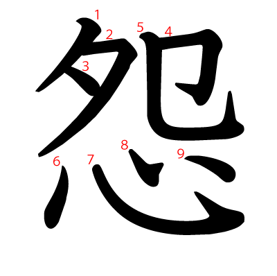 怨の教科書体(筆順付き)