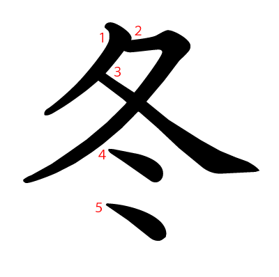 冬の教科書体(筆順付き)