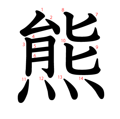 熊の教科書体(筆順付き)