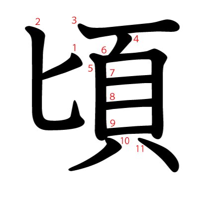 頃の教科書体(筆順付き)