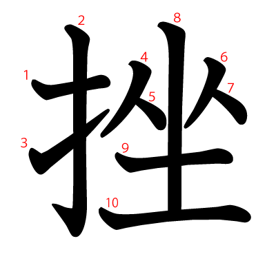 挫の教科書体(筆順付き)