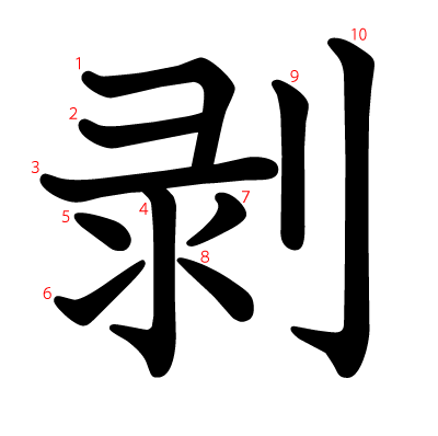 剥の教科書体(筆順付き)
