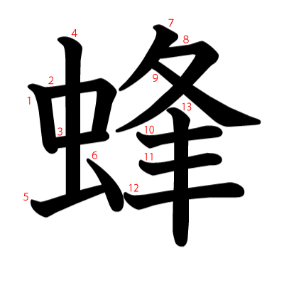 蜂の教科書体(筆順付き)